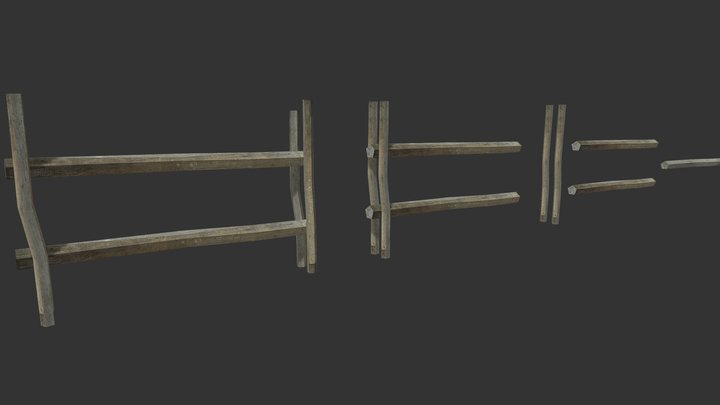 Wood Fence 3D Model