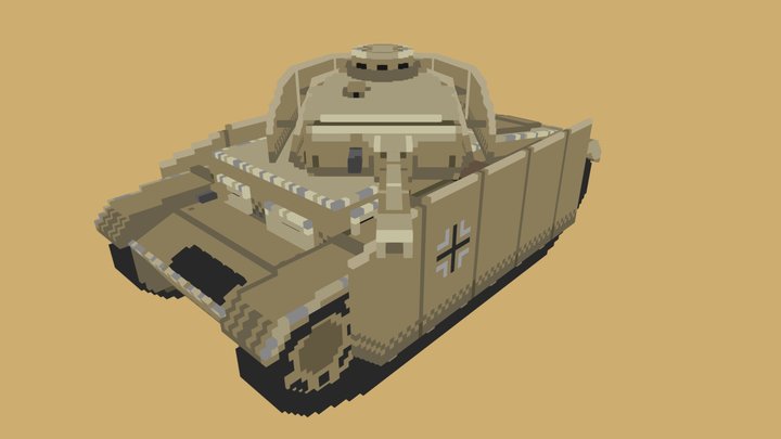 Pz.Kpfw. III Ausf. F (Panzer III) Voxel Art 3D Model