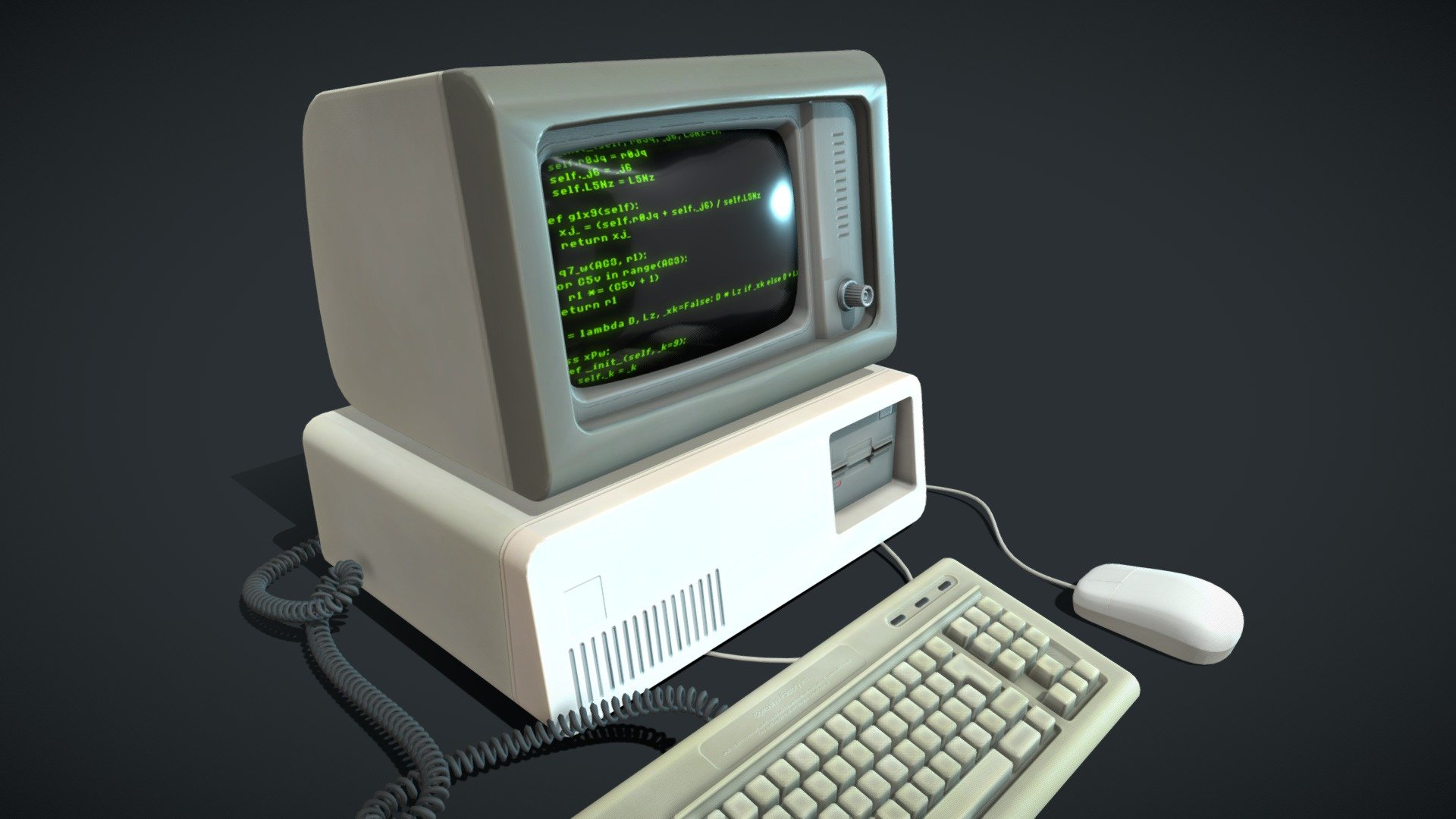 Retro PC with keyboard and mouse - Buy Royalty Free 3D model by ...