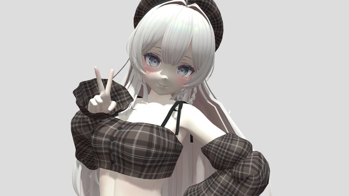 Half naked anime girl 3D Model