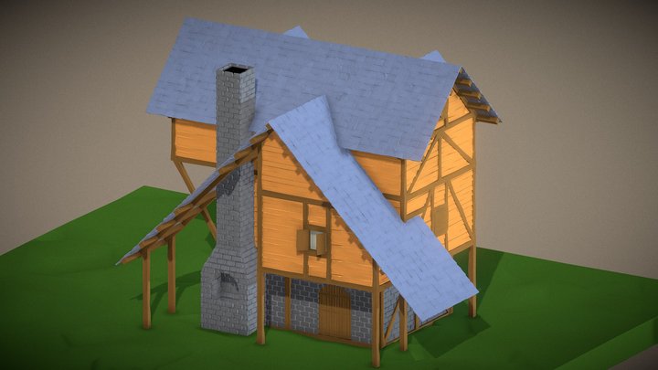 Low Poly Medieval House 3D Model
