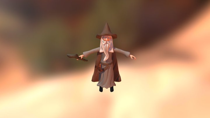 Gandalf, Low Poly Baked. 3D Model