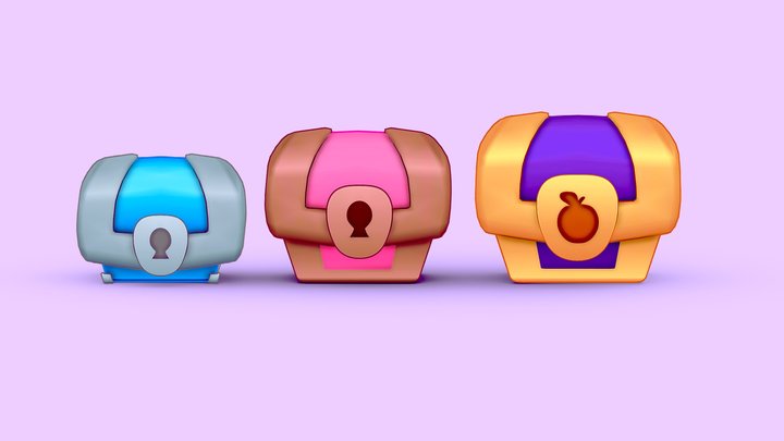 Stylized Low Poly Chests 3D Model