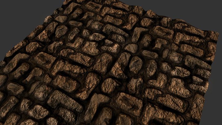 Hand sculpted Brick Path Texture 3D Model