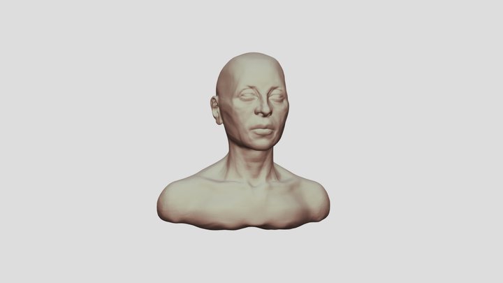 Female Head 2(hairless) 3D Model