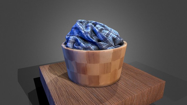 wooden basket tortillas bread warmer pan canasta 3D Model