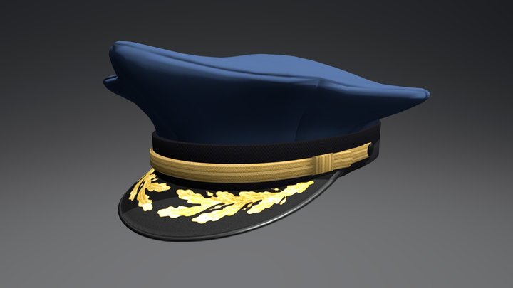 Peaked Cap (Blue) 3D Model