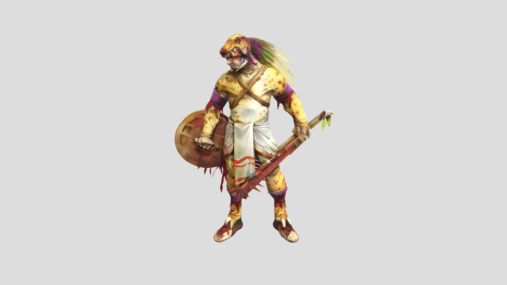 Jaguar warrior with shield and club
