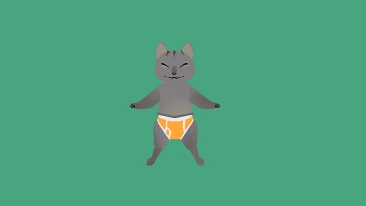 Cat in Underpants 3D Model