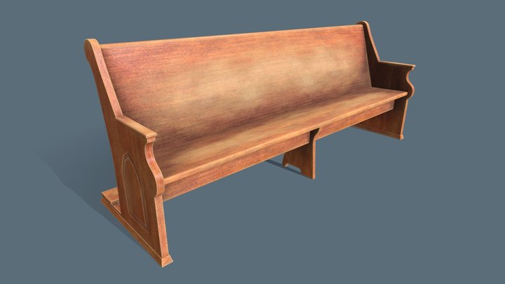 Old Church Bench 3D Model