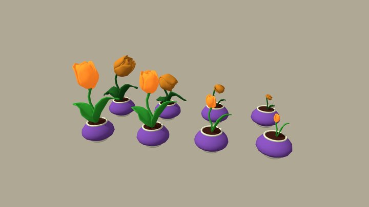 Low-Poly Tulips Pack 3D Model