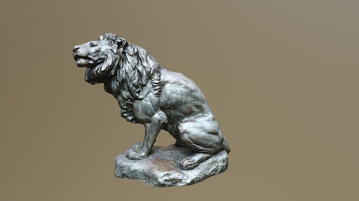 Lion Bronze Sculpture Low Poly 3D Model