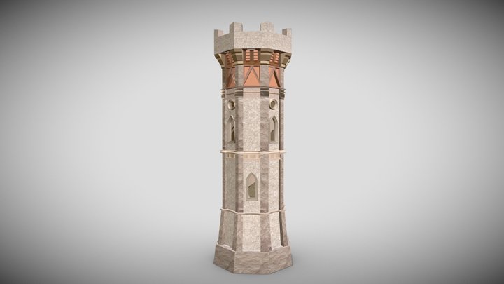 A medieval fortress tower 3D Model