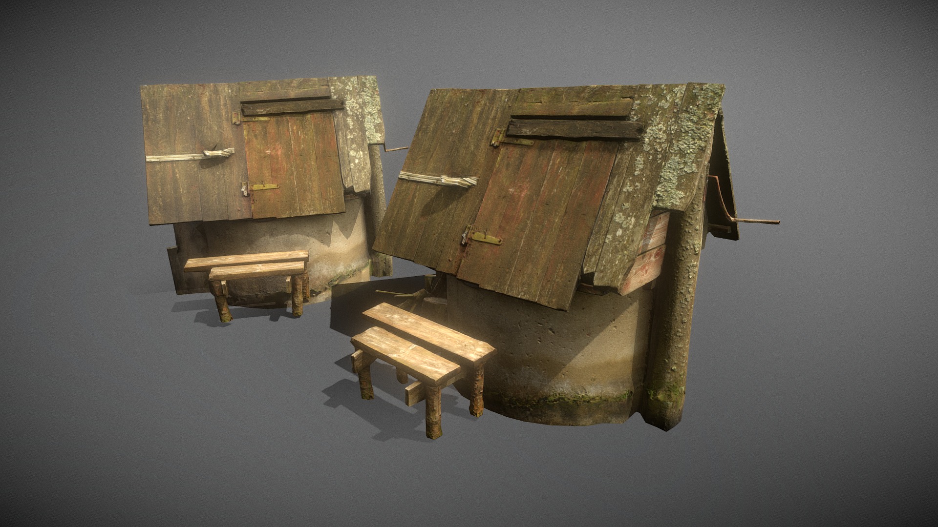 3D model Old Water Well - This is a 3D model of the Old Water Well. The 3D model is about a couple of wooden boxes.