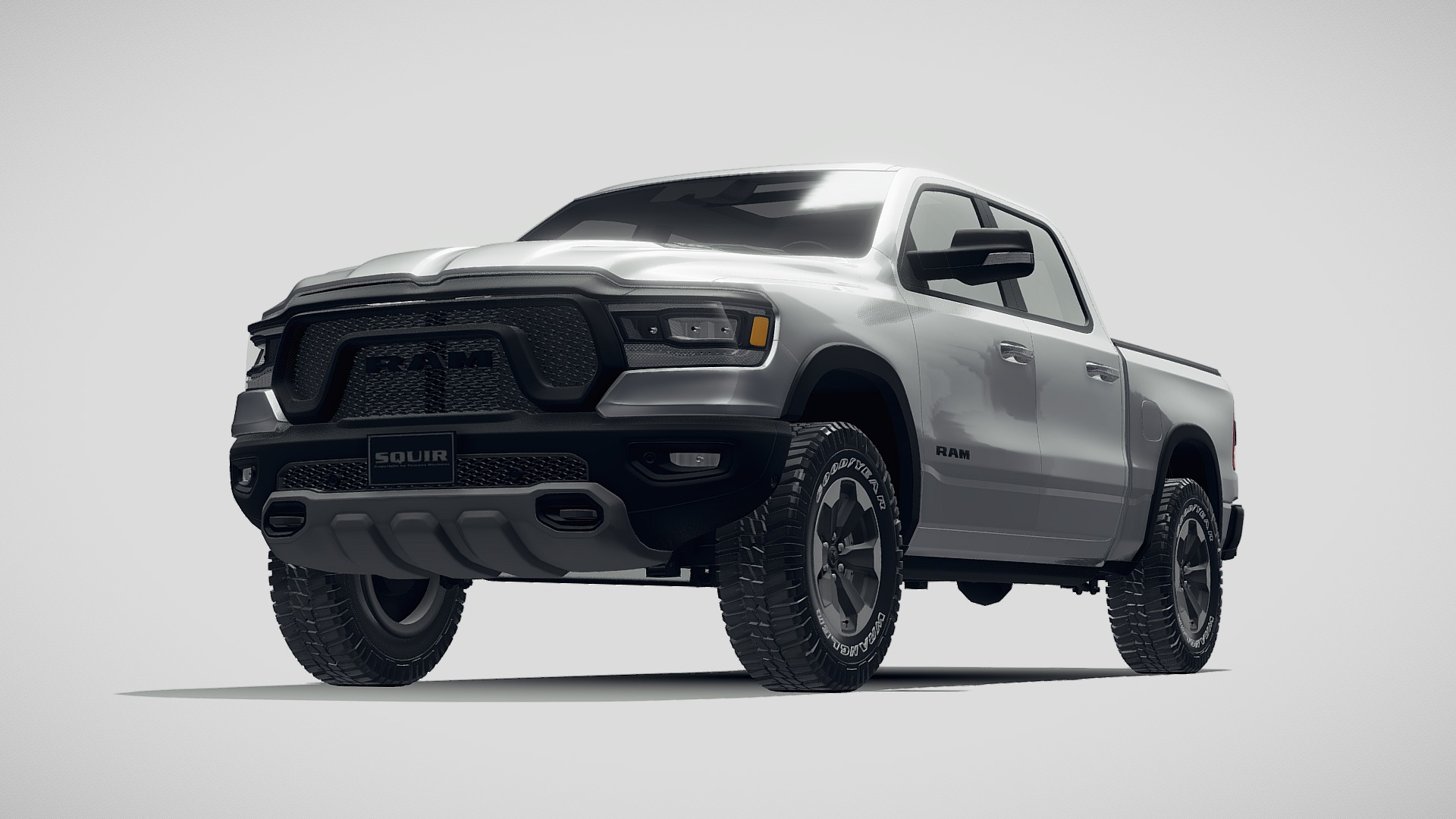 3D model RAM 1500 Rebel Crew Cab 2019 - This is a 3D model of the RAM 1500 Rebel Crew Cab 2019. The 3D model is about a silver suv with a white background.