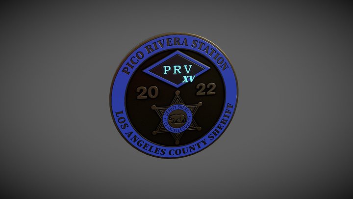 USA Made Antique Brass Challenge coin LA County 3D Model