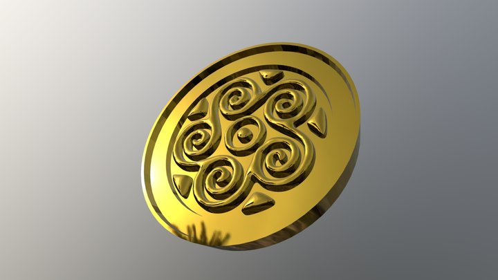 Gilded Anglo-Saxon spiral brooch 3D Model