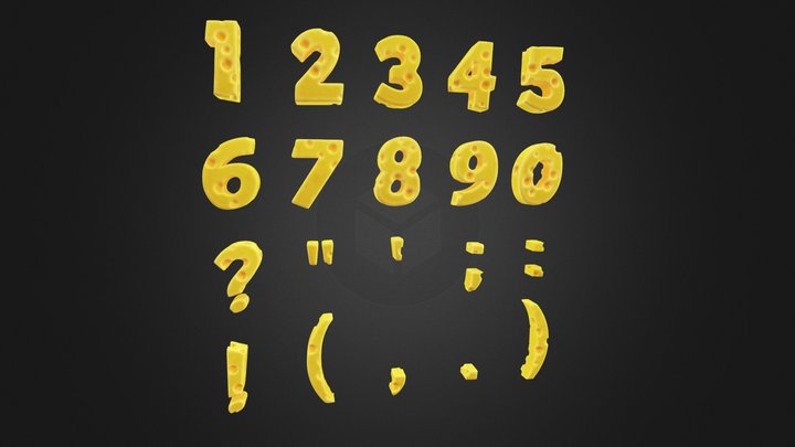 🧀 Stylized Cheesy Alphabet (Numbers) 🧀 3D Model