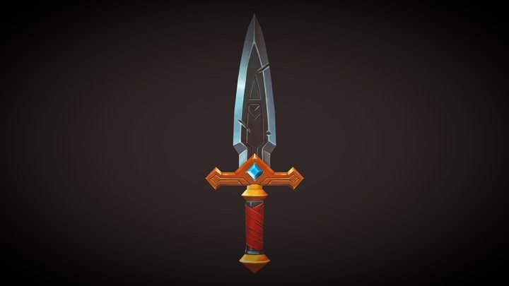 Stylized Hand Painted Dagger 3D Model
