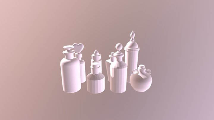 8 Perfume Bottles 3D Model