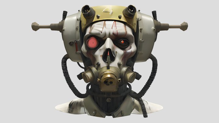 aicreated  man with futuristic headgear 3D Model