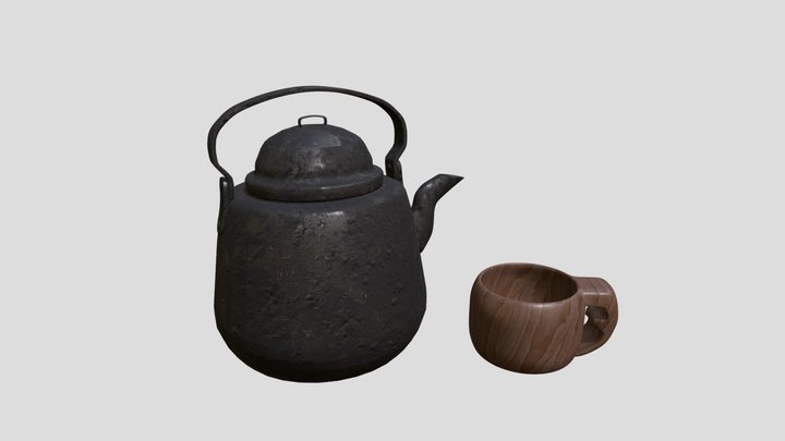 Nokipannu ja kuksa / Coffee pot 3D Model