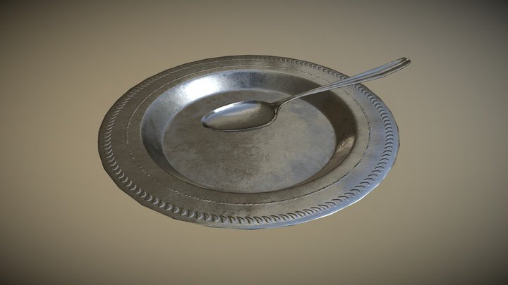Plate with a spoon 3D Model