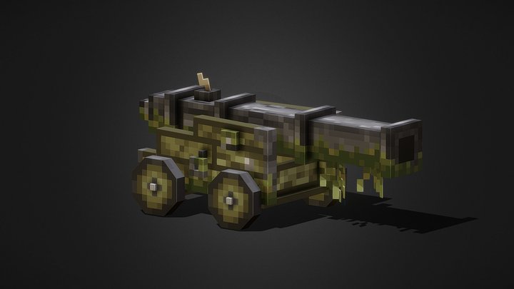 Low-Poly pixel Sunken Cannon "Silent Shells" 3D Model