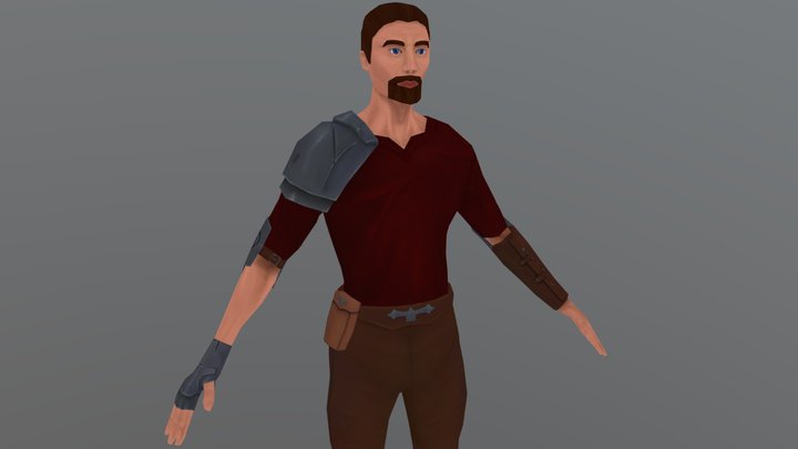 Low Poly "Warrior" handpainted model 3D Model