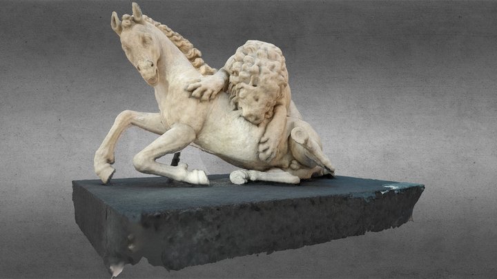 Lion attacking horse 3D Model