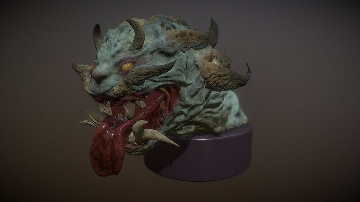Demon Bust Statue 3D Model
