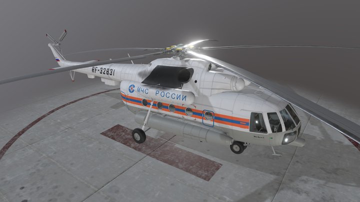 Mi-8MTV Russian Emercom Static 3D Model