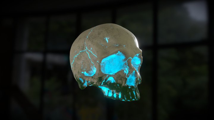 Skull with radioactive moss 3D Model