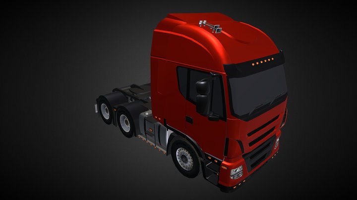 European truck Style Lowpoly 3D Model