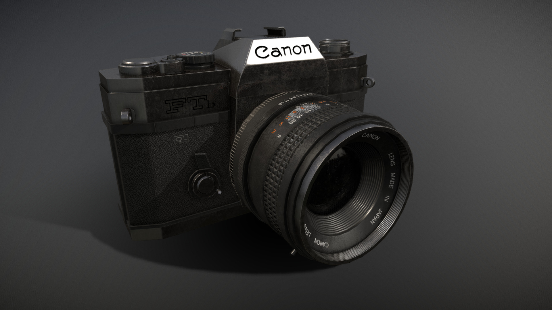 3D model Canon Camera PBR - This is a 3D model of the Canon Camera PBR. The 3D model is about a black camera with a lens.