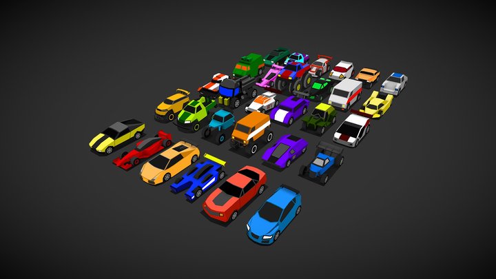 Mobile Toon Cars 3D Model
