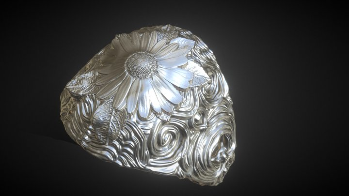 Jewelry Flower Ring 3D Model