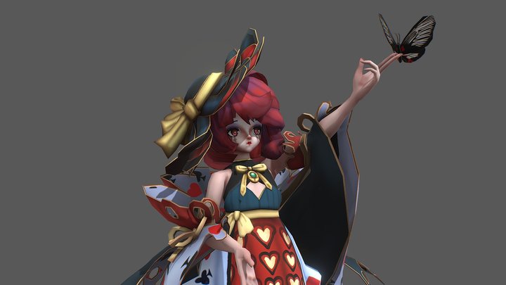Butterfly Girl - Texturing - Queen of hearts 3D Model
