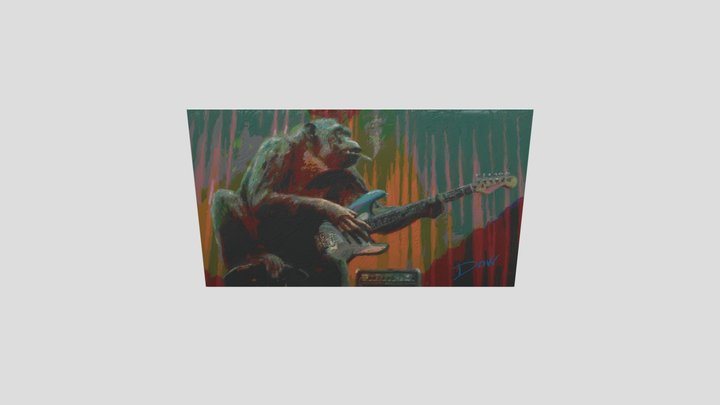 Ape playing guitar 3D Model