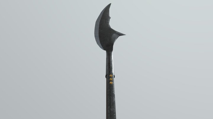 Medieval Glaive Gray 3D Model