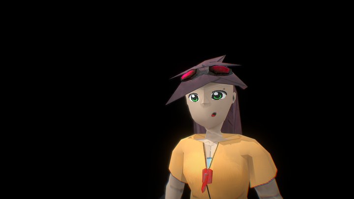 KNB217 - Female Anime Low Poly Biker Girl 3D Model