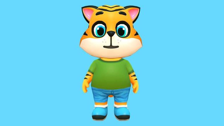 Tiger Cat Animated Rigged 3D Model
