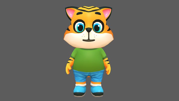 Tiger Cat Animated Rigged 3D Model