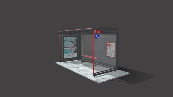 Abribus, Bus stop, bus station – Free 3D Model STL