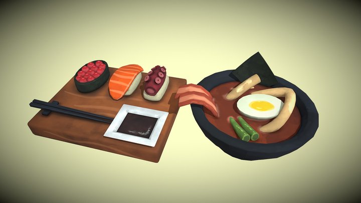 Sushi Diorama 3D Model