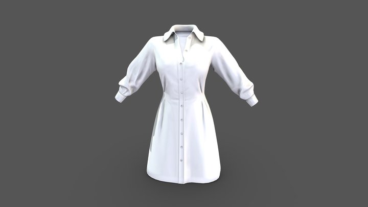Female White Shirt Dress 3D Model
