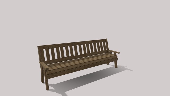 Low-Poly Wooden Bench 3D Model