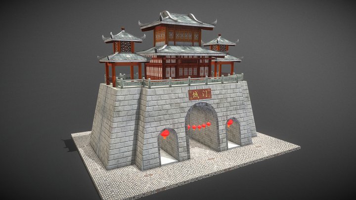 Chinese City Gate 3D Model