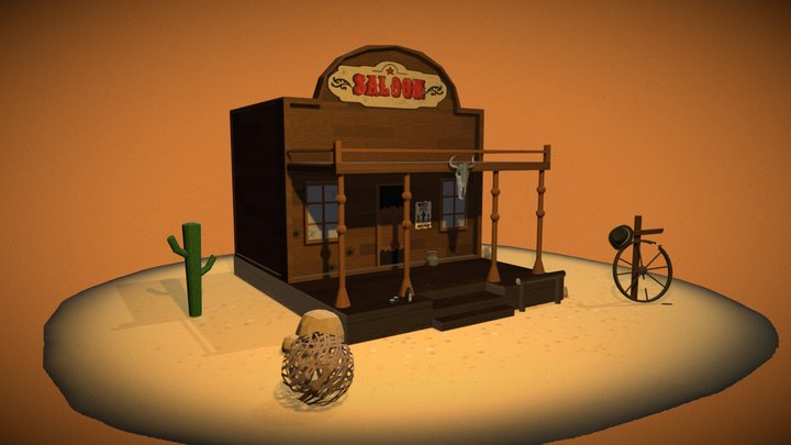 Western Saloon Diorama 3D Model