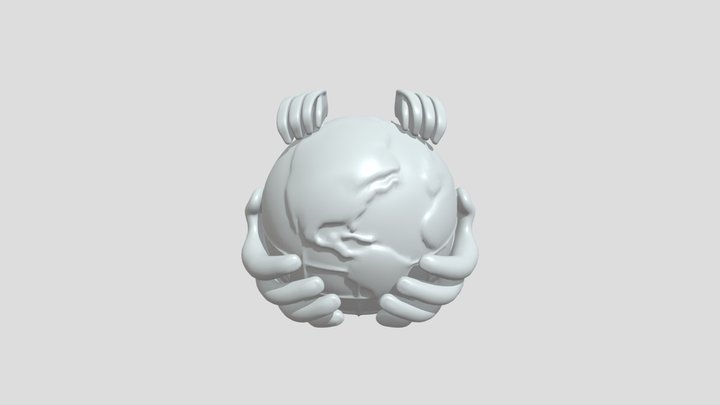 Diamond-studded hands holding a golden globe 3D Model
